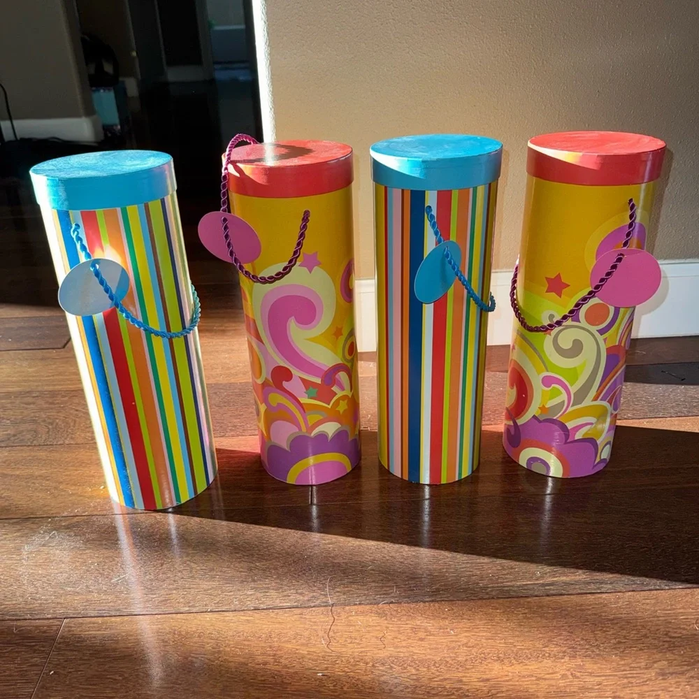 Colorful Striped & Swirl gift Cylinders - Set of 4 perfect for wine or other gif
